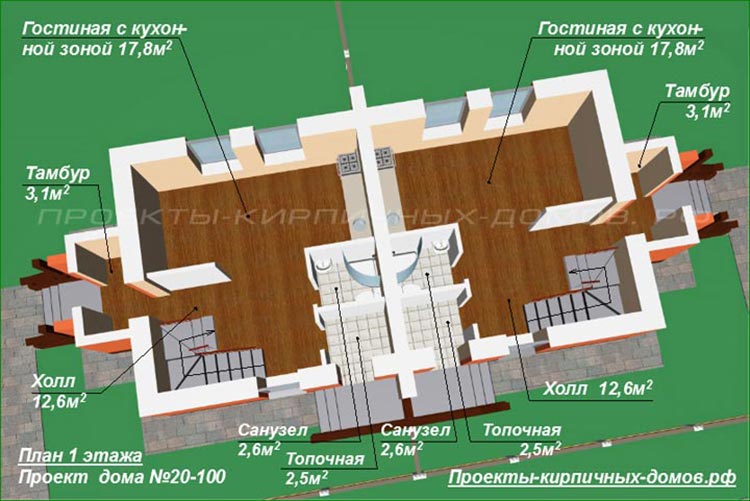 Планировки домов с кухней у входа